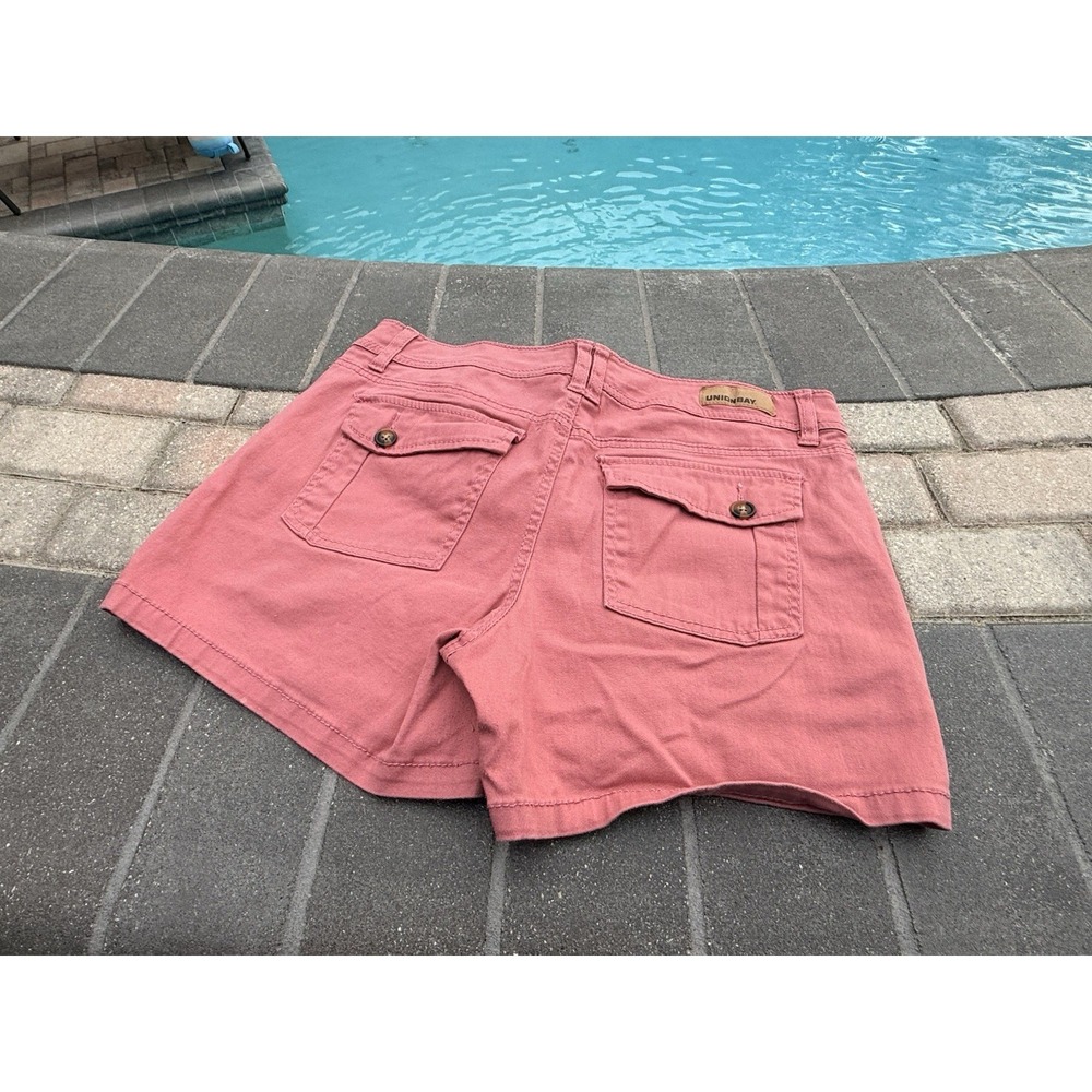 Union Bay Woman's Cargo Shorts Size 11 Rose Colored Cotton Button Pockets - Picture 8 of 10